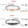 MMTTAO 2Pcs Couple Bracelet for His and Her Matching Sets Cubic Zirconia Titanium Stainless Steel Friendship Relationship Personalized Distance Chain Bracelet for Women Men Lover Promise Jewelry Gifts