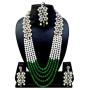CROWN JEWEL Bollywood Indian Fashion Wedding Pearl Gold Plated Bridal Jewelry Necklace Earring Set for Women