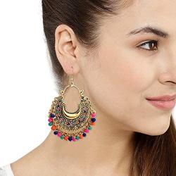 Zephyrr Turkish Style Hook Chandbalis Afghani Dangle and Drop Earrings for Women