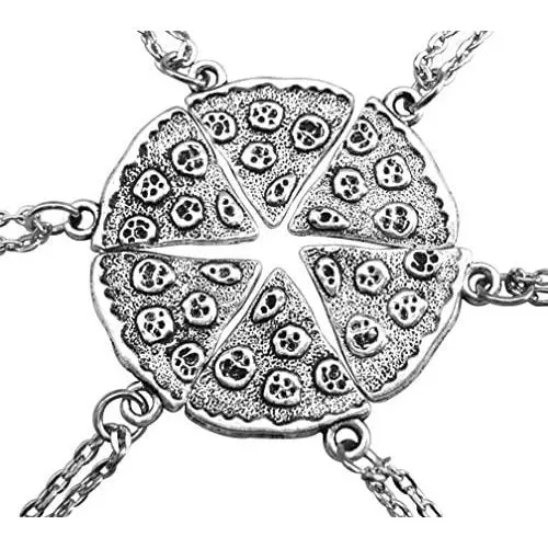 MJartoria Best Friend Necklaces, BFF necklaces for 6 Antique Silver Color Pizza Slice Friendship Necklace Set of 6 MJartoria Best Friend Necklaces, BFF necklaces for 6 Antique Silver Color Pizza Slice Friendship Necklace Set of 6