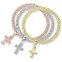 Barzel 18K Gold Plated Tri-Gold Charm Stretch Bracelets 3 Piece Set Barzel 18K Gold Plated Tri-Gold Charm Stretch Bracelets 3 Piece Set