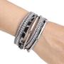 VONRU Leather Cuff Bracelets for Women - Wrap Bracelet Charm Boho Jewelry for Women Handmade Casual Braided Magnetic Bracelet Friendship Gift for Teen Girls (Grey Leopard Crystal Bracelet)