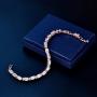 GULICX Rose Gold Plated Clear CZ Stone Cubic Zirconia Women Tennis Bracelet