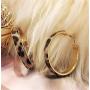 2 Pairs Leopard Leather Hoop Earrings Bohemian Velvet Leopard Print Big Round Circle Earrings Punk Vintage Metal Gold Tone Cheeta Statement Dangle Earrings for Women Girls