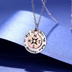 Compass Necklace, Traveller College Graduation Gifts Inspirational Jewelry, Compass Pendant Necklace, Compass Necklace Friendship, Compass Life Is A Journey Enjoy The Ride