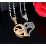 HUANIAN His&Hers Stainless Steel Key to Love Matching Half of Heart 520 Pendant Necklace for Couples