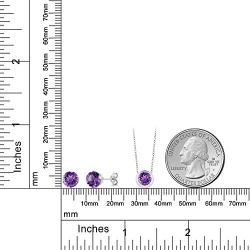Gem Stone King Sterling Silver Round 6mm Pendant Earrings Set with 18 inches Sterling Silver Chain