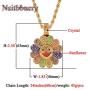 Nsitbbuery Hip Hop 18K Gold Plated Turn Sunflower Tag Pendant Iced Out Crystal Necklace