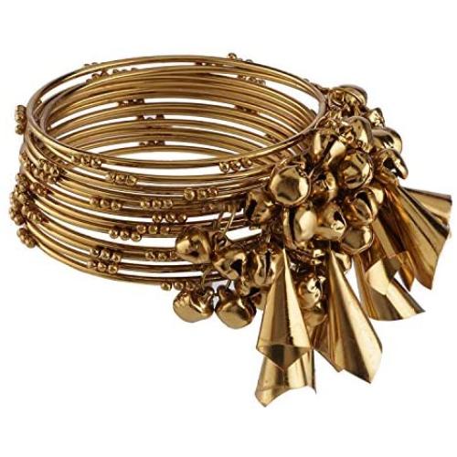 Efulgenz Boho Vintage Antique Gypsy Tribal Indian Oxidized Silver Plated Tassel Bracelets Bangle Set