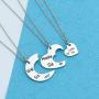 HN HNHB 3 Sister Necklace Bracelet Big Sis Middle Sis Little Sis 3 Piece Cut Heart Necklace Set for Strengthening Sisterhood Adorable Jewerly