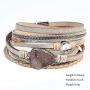 Leather Wrap Bracelet for Women - Handmade Clasp Bangle Bracelet with Pearl Beads Crystal Wristbands Jewelry Gift for Sisters, Teen Girls and Mother