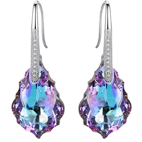 EleQueen 925 Sterling Silver CZ Baroque Drop Hook Earrings Made with Swarovski Crystals
