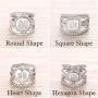 AILIN Personalized Monogram Rings 4 Designed Engraved CZ Stacking Name Rings Bands Wedding Promise Ring Gift for Mens Womens Girls Couples Heart Round Square Shape