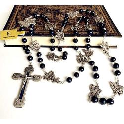 elegantmedical Stations of the Cross Prayer Rosary Real Black Pearl Beads Necklace Catholic Gifts Box