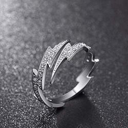 MIXIA 18K Rose Gold Tone Adjustable Open Finger Rings Lightning Bolt for Women Shining Cubic Zircon CZ Ring Fashion Jewelry