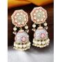 Aheli Unique Wedding Festive Party Wear Flower Enamel Indian Jhumki Faux Stone Studded Drop Dangle Earrings Ethnic Fashion Jewelry for Women Girls