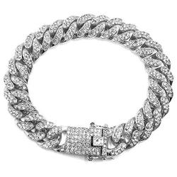 HUAMING Apzzic 12mm Gold Plated Hip Hop Iced Out CZ Lab Diamond Miami Cuban Link Chain Bracelet for Men and Women