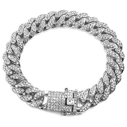 HUAMING Apzzic 12mm Gold Plated Hip Hop Iced Out CZ Lab Diamond Miami Cuban Link Chain Bracelet for Men and Women