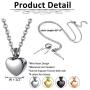 AllerPierce Urn Necklace for Women Men Stainless Steel Ashes Keepsake Pendant Small Heart Memorial Necklace Cremation Jewelry for Human Pet Ashes Waterproof