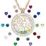 I Love You to The Moon and Back Family Tree of Life Floating Charms Memory Locket Necklace with Created Birthstone I Love You to The Moon and Back Family Tree of Life Floating Charms Memory Locket Necklace with Created Birthstone
