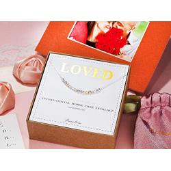RareLove Loved Morse Code Necklace 925 Sterling Silver Beads Two Tone Friends Wife Mothers Day Graduation Jewelry Gift For Her Remember You Are Loved Women Girls