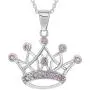 In Season Jewelry Rhodium Plated Princess Crown Necklace Pendant Pink CZ Girls Childrens 16'' In Season Jewelry Rhodium Plated Princess Crown Necklace Pendant Pink CZ Girls Childrens 16''