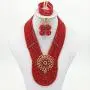 aczuv Red Nigerian Wedding African Beads Jewelry Set Crystal Necklace and Earrings for Women