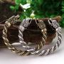 Viking Wolf Bracelet Fenrir Wolf Bracelet Bangle Twisted Wire Pagan Bracelet Bag Package (antique silver)