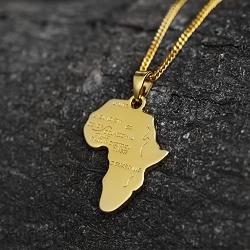 Aiyo Nice Hip Hop Jewelry 75cm Long Chain Platinum 18K Gold Plated African Map Pendant Necklace