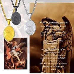 PROSTEEL Saint Michael The Archangel Necklace Pendant & Chain Catholic Religious Jewelry