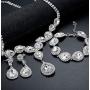 FUNRUN JEWELRY Wedding Bridal Crystal Jewelry Set for Women Teardrop Statement Necklace Bracelets Earrings Set
