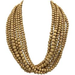 Gypsy Jewels 8 Row Layered Wood Beads Chunky Statement Necklace
