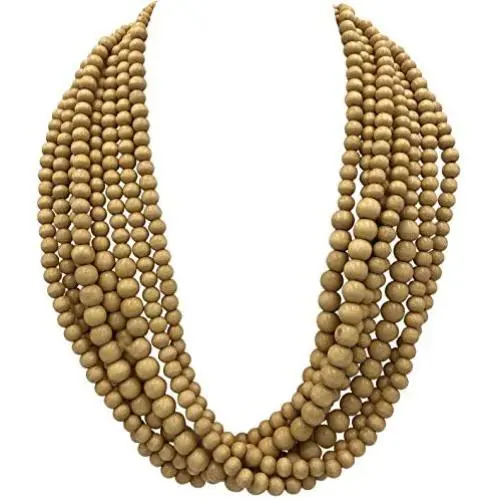 Gypsy Jewels 8 Row Layered Wood Beads Chunky Statement Necklace Gypsy Jewels 8 Row Layered Wood Beads Chunky Statement Necklace