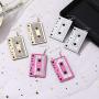 80s Cassette Tape Acrylic Dangle Earrings Vintage Punk Style Geometric Stereo Music Tape Earrings for Women Girls