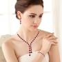 FANZE Womens Prong All Teardrop Cubic Zirconia Gorgeous Wedding Bridal Y-Necklace Dangle Earrings Jewelry Set