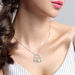 S925 Sterling Silver Family in Love Heart Pendant Necklace Gift for Women Wife Mother Daughter