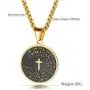 Round Cross Scripture Stainless Steel Pendant Necklace Metal Necklace for Men and Women Round Cross Scripture Stainless Steel Pendant Necklace Metal Necklace for Men and Women