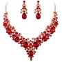 EVER FAITH Womens Crystal Elegant Bridal Floral Cluster Teardrop Statement Necklace Earrings Set