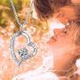 AmorAime Heart Necklace for Women 925 Sterling Silver 5A Cubic Zirconia Adjustable Rose Gold Dainty Necklace Gift for Birthday or Mothers Day