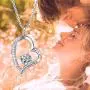 AmorAime Heart Necklace for Women 925 Sterling Silver 5A Cubic Zirconia Adjustable Rose Gold Dainty Necklace Gift for Birthday or Mothers Day