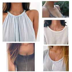 SOFTONES 12-15Pcs Layered Choker Necklace for Women Girls Handmade Dainty Y Necklace Set Sexy Coin Star Moon Pearl Multilayer Pendant Necklace