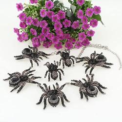EVER FAITH Austrian Crystal 5 Spider Insect Necklace Earrings Set