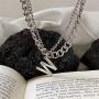 HXQ Multilayer Letter Lock Pendant Necklace Chain Punk Multilayer Choker Necklace for Women Man Girls