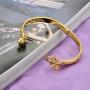 COCO Park New Children Jewelry 18k Gold Plated Cuff Bracelet Heart Bell Charm Pendant Bangle 5 3/8 Inch