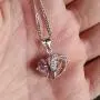 Uloveido Fashion Austrian CZ Crystals Double Heart Shape Pendant Necklace Valentines Gift N673