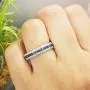 Dazzlingrock Collection 14K Round Blue Sapphire & Diamond Ladies Pave Set Anniversary Wedding Eternity Band, White Gold