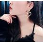 Fashion Shine Full Rhinestone Long Heart Drop Earrings for Women Luxury Pendientes Jewelry Gifts Fashion Tassel earring 2 pcs