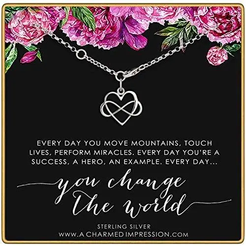 A Charmed Impression Everyday You Change The World • 925 Sterling Silver • Heart with Infinity Symbol Bracelet • Infinite Love Gratitude Appreciation • Motivational Inspirational Jewelry A Charmed Impression Everyday You Change The World • 925 Sterling Silver • Heart with Infinity Symbol Bracelet • Infinite Love Gratitude Appreciation • Motivational Inspirational Jewelry