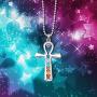 PH PandaHall 1 Pack 7 Chakras Natural Quartz Gemstones Beads Pendant Charms Point Chakra Reiki - Ankh Cross Style