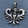 Tribal Jewelry German Phoenix Bird Vulture Eagle Totem Indian Maori Aztec Magic Pagan Pewter Mens Pendant Necklace Wealth Money Lucky Charm Protection Amulet Safe Travel Talisman W Silver Ball Chain